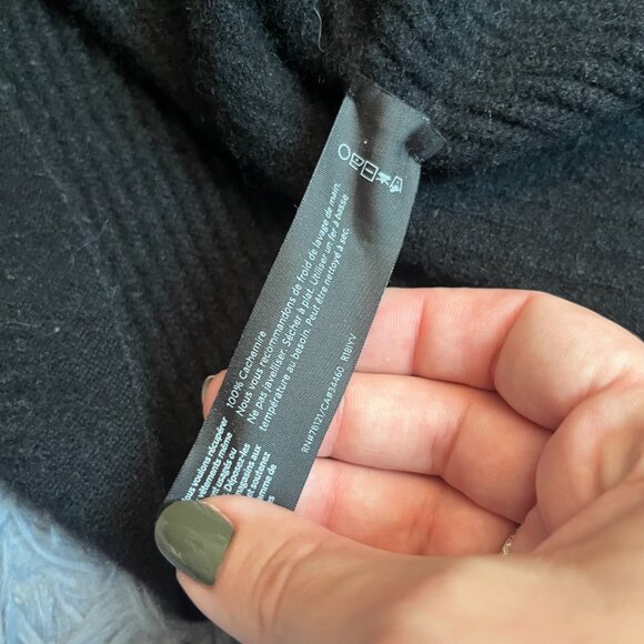 Eileen Fisher Black Cowl Turtleneck 100% Cashmere Oversized Sweater - Picture 5 of 5